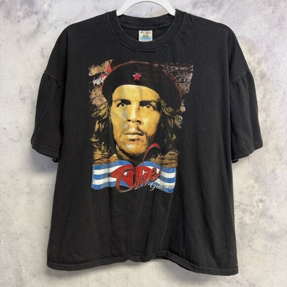 Vintage Che Guevara T Shirt Mens XL Black 90s Y2K Revolution - Picture 1 of 8